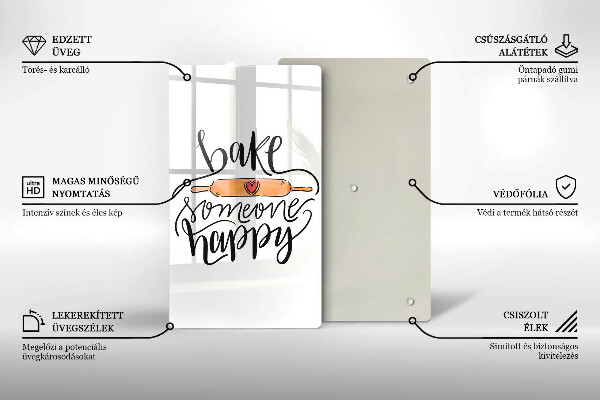 Kuchynská doska veľká zo skla Bake someone happy