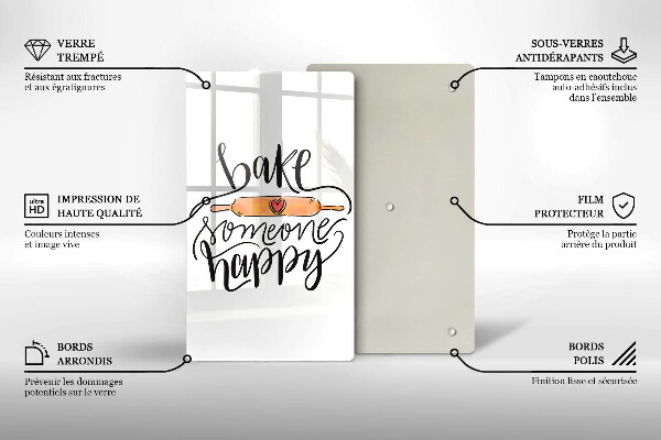 Kuchynská doska veľká zo skla Bake someone happy