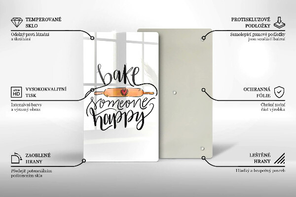Kuchynská doska veľká zo skla Bake someone happy