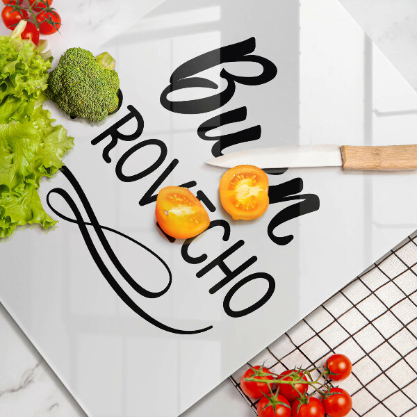 Kuchynská doska veľká zo skla Buen provecho