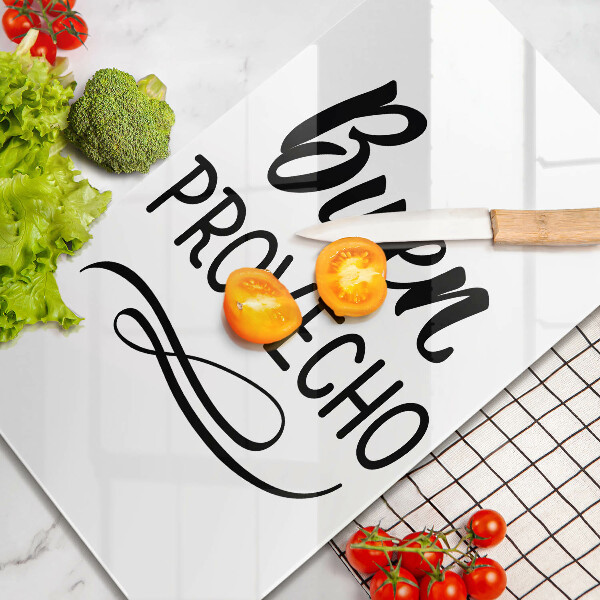 Kuchynská doska veľká zo skla Buen provecho