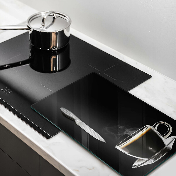 Kuchynská doska veľká zo skla Pohár horúcej kávy