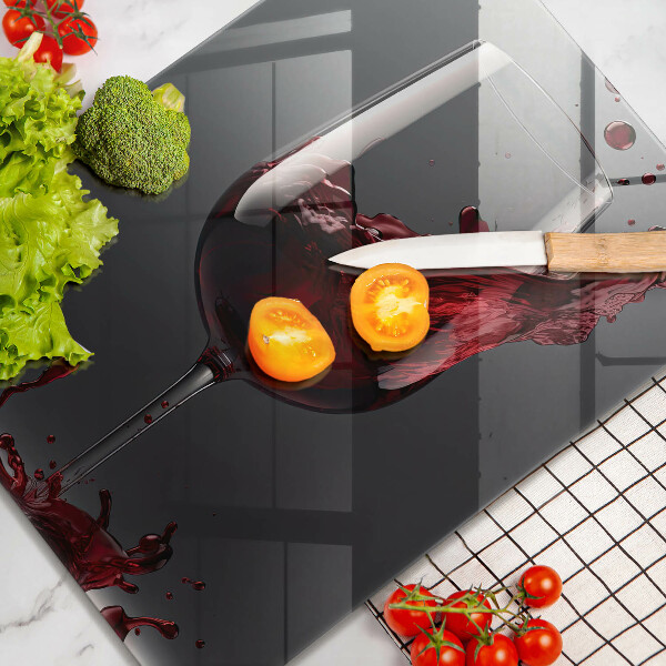 Kuchynská doska veľká zo skla Červené víno v pohári