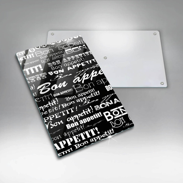 Kuchynská doska veľká zo skla Kuchynské titulky Bon appetit