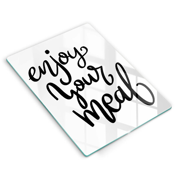 Kuchynská doska veľká zo skla Enjoy your meal