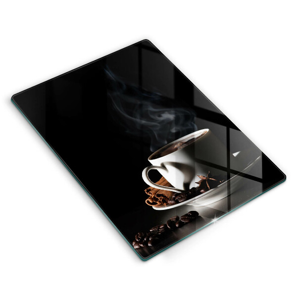 Kuchynská doska veľká zo skla Šálka horúcej kávy