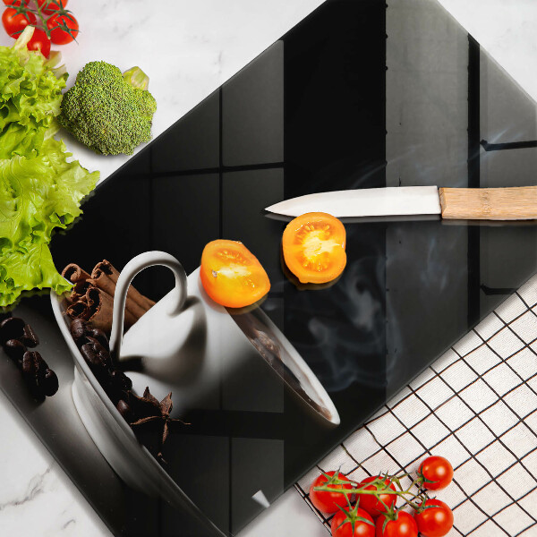 Kuchynská doska veľká zo skla Šálka horúcej kávy