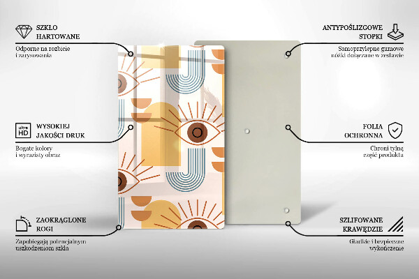 Kuchynská doska veľká zo skla Boho vzor očí