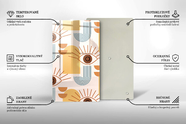 Kuchynská doska veľká zo skla Boho vzor očí