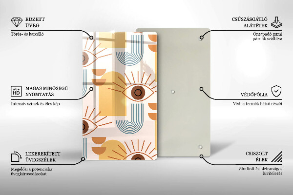 Kuchynská doska veľká zo skla Boho vzor očí