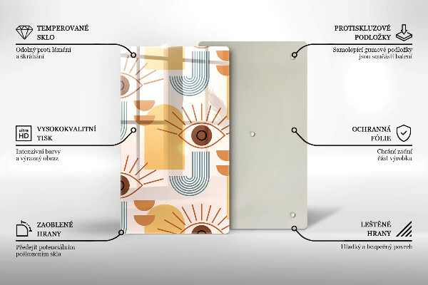 Kuchynská doska veľká zo skla Boho vzor očí