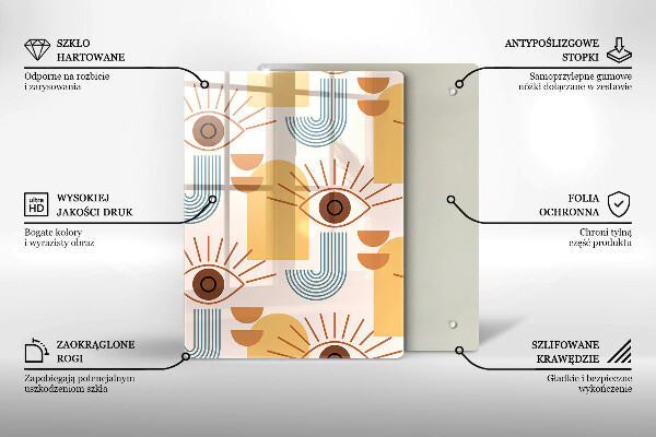 Kuchynská doska veľká zo skla Boho vzor očí