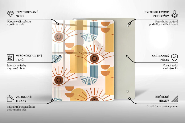 Kuchynská doska veľká zo skla Boho vzor očí