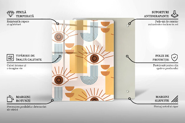 Kuchynská doska veľká zo skla Boho vzor očí