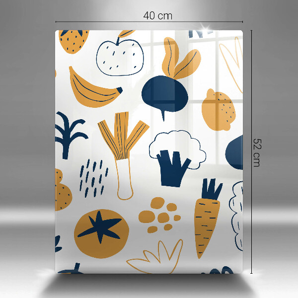 Kuchynská doska veľká zo skla Jedlo ilustrácie