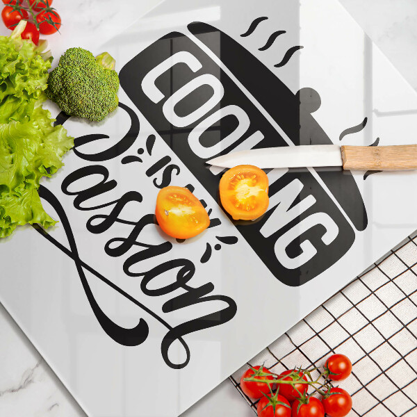Kuchynská doska veľká zo skla Cooking is my passion