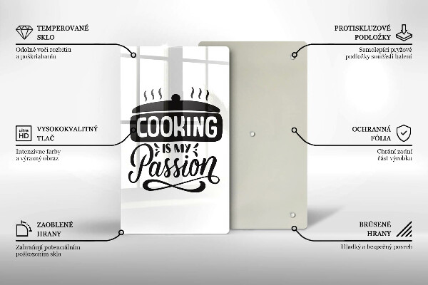 Kuchynská doska veľká zo skla Cooking is my passion