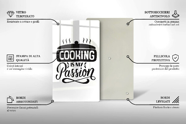 Kuchynská doska veľká zo skla Cooking is my passion