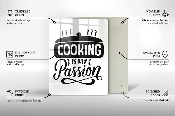 Kuchynská doska veľká zo skla Cooking is my passion