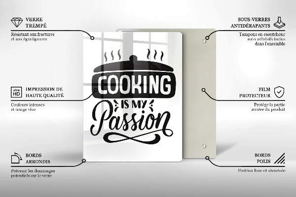 Kuchynská doska veľká zo skla Cooking is my passion