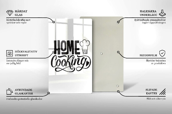 Kuchynská doska veľká zo skla Home cooking