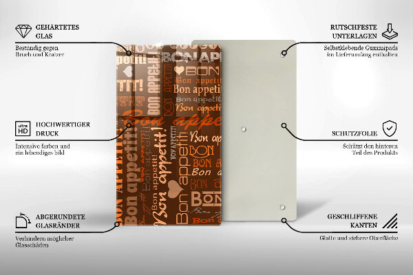 Kuchynská doska veľká zo skla Bon appetit