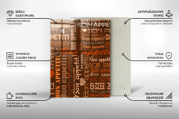 Kuchynská doska veľká zo skla Bon appetit