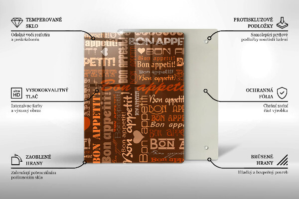 Kuchynská doska veľká zo skla Bon appetit