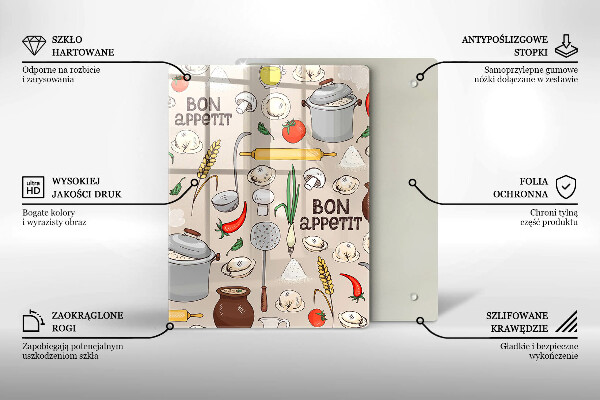 Kuchynská doska veľká zo skla Kuchyňa ilustrácie