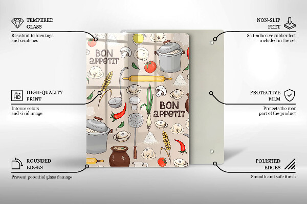Kuchynská doska veľká zo skla Kuchyňa ilustrácie