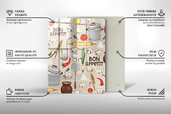 Kuchynská doska veľká zo skla Kuchyňa ilustrácie