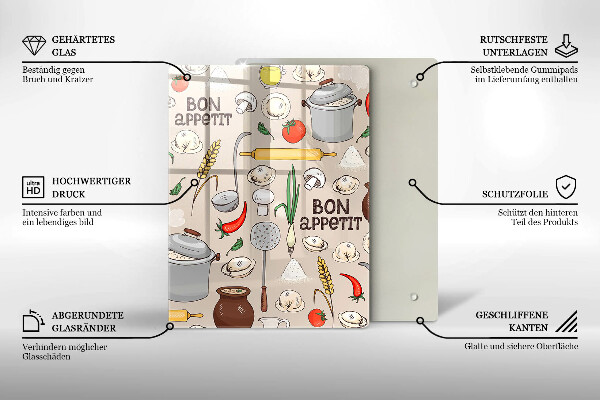 Kuchynská doska veľká zo skla Kuchyňa ilustrácie
