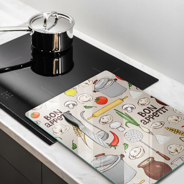 Kuchynská doska veľká zo skla Kuchyňa ilustrácie