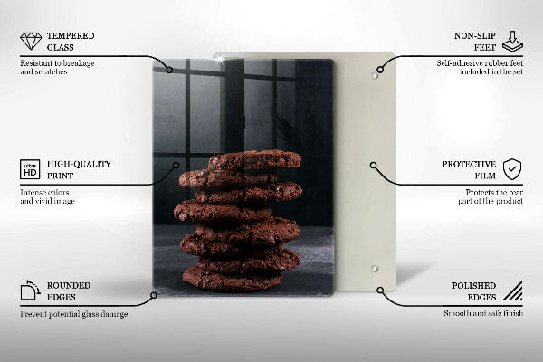 Kuchynská doska veľká zo skla Čokoládové sušienky