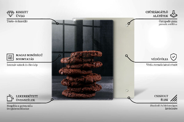 Kuchynská doska veľká zo skla Čokoládové sušienky
