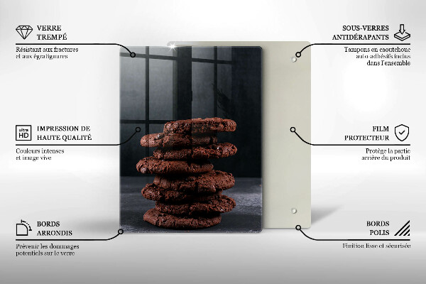 Kuchynská doska veľká zo skla Čokoládové sušienky