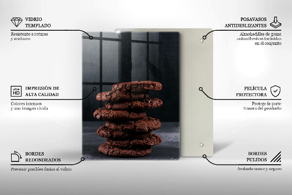 Kuchynská doska veľká zo skla Čokoládové sušienky