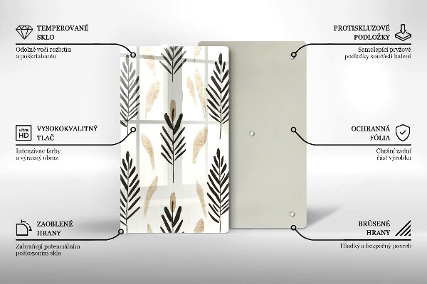 Kuchynská doska veľká zo skla Boho rastliny