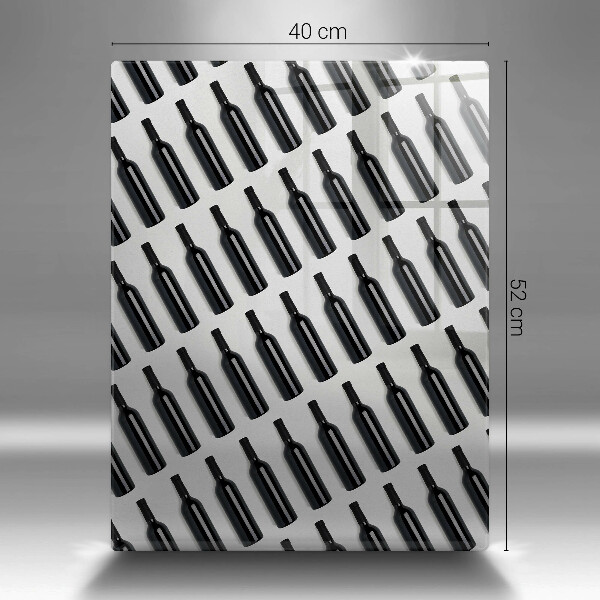 Kuchynská doska veľká zo skla Čierne fľaše na víno