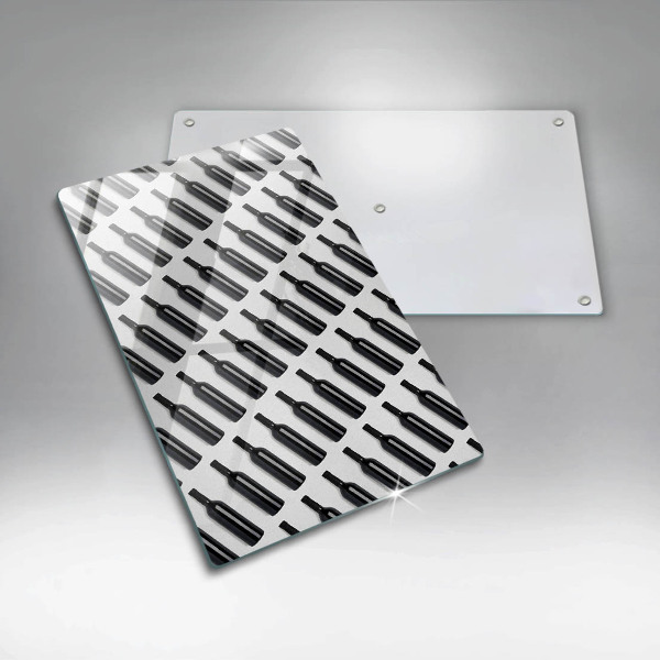 Kuchynská doska veľká zo skla Čierne fľaše na víno