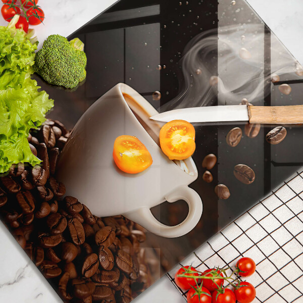 Kuchynská doska veľká zo skla Horúca šálka kávy