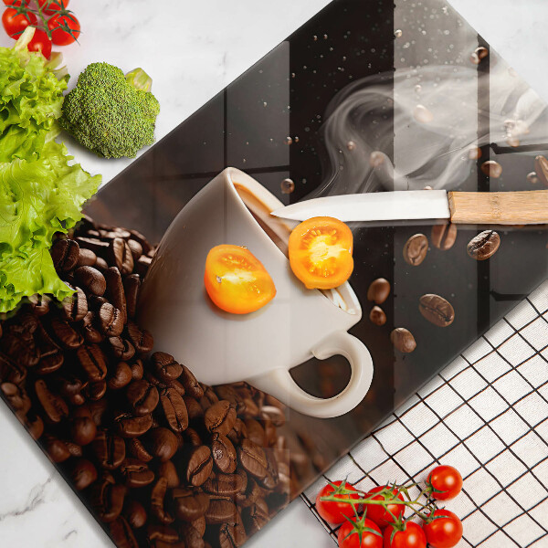 Kuchynská doska veľká zo skla Horúca šálka kávy