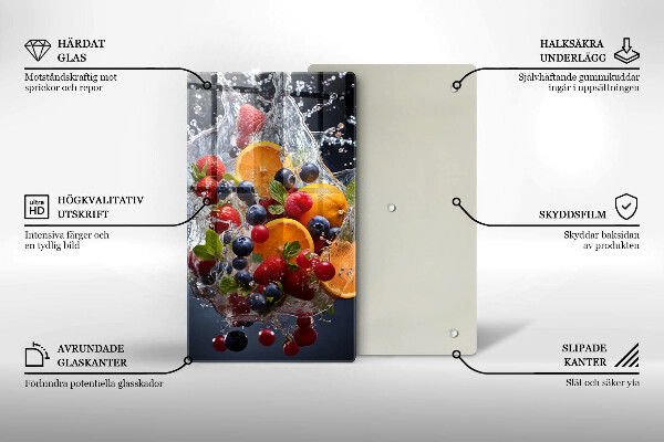 Kuchynská doska veľká zo skla Ovocie vo vode