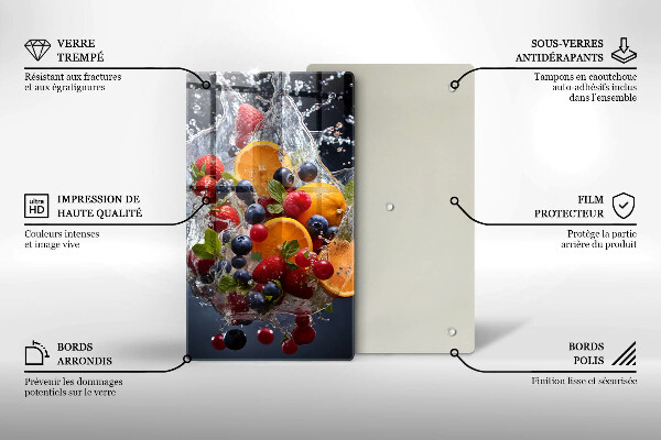 Kuchynská doska veľká zo skla Ovocie vo vode