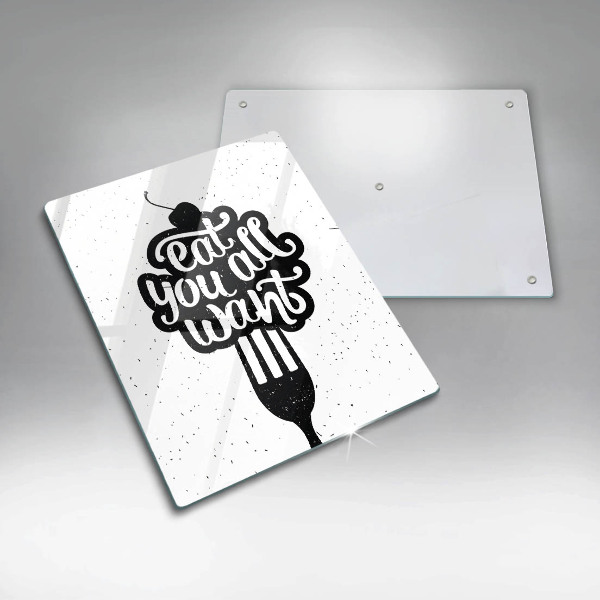 Kuchynská doska veľká zo skla Eat all you want