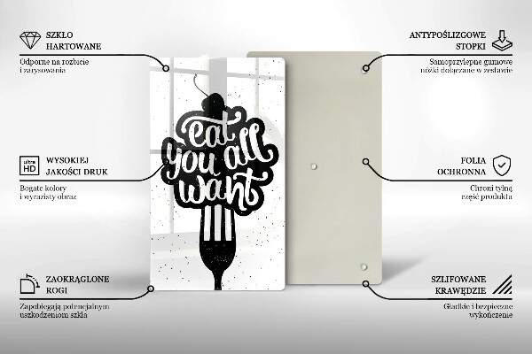 Kuchynská doska veľká zo skla Eat all you want