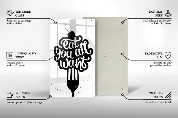 Kuchynská doska veľká zo skla Eat all you want