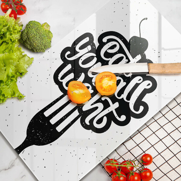 Kuchynská doska veľká zo skla Eat all you want