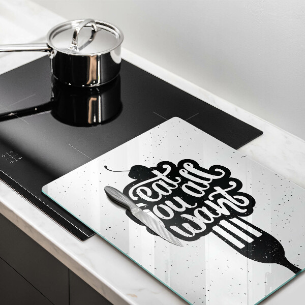 Kuchynská doska veľká zo skla Eat all you want