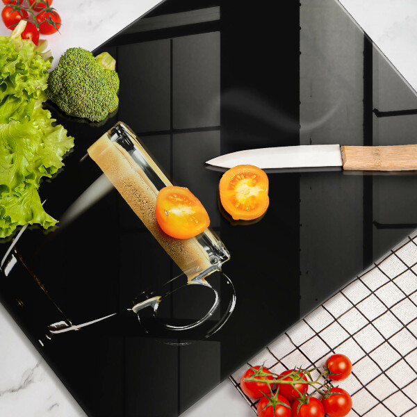 Kuchynská doska veľká zo skla Pohárik čiernej kávy